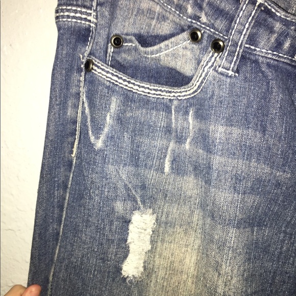 Red Rivet Ripped Jeans - Picture 2 of 7